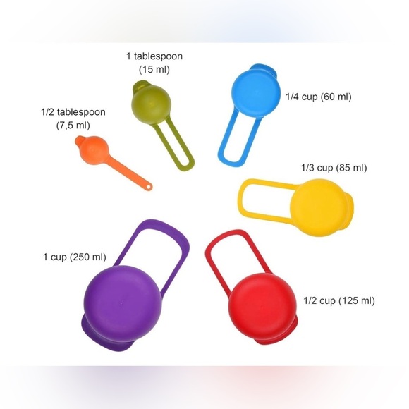 6piece multicolor hard silicone Nested Measuring Spoons new - Picture 5 of 6